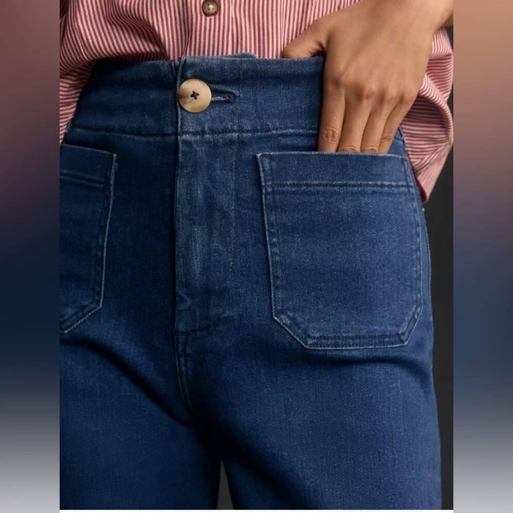 Maeve The Colette Cuffed Wide Leg Jeans Blue Size 30 - Picture 3 of 10